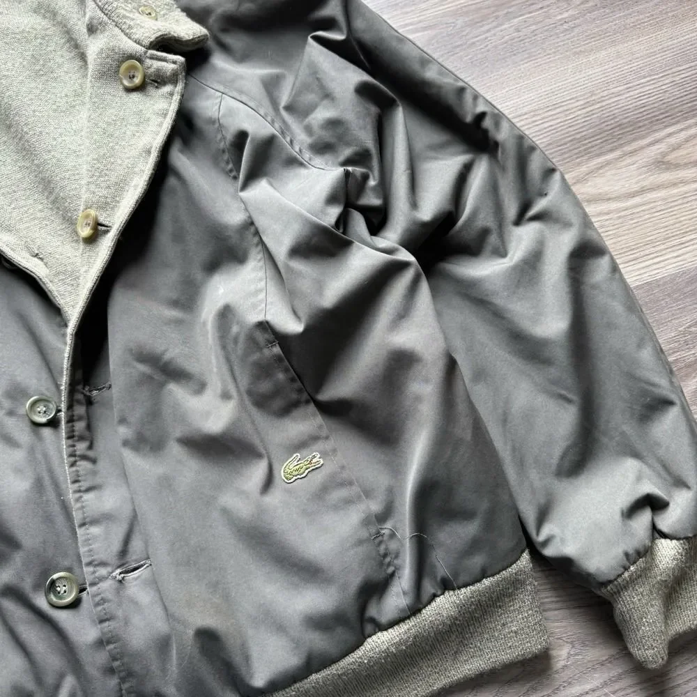 Vintage Lacoste‎ Izod Reversible Knit Cardigan Nylon Windbreaker Jacket L